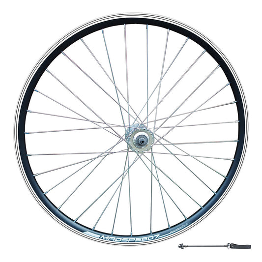 QR 700c 28" (ETRTO 622x19) Hybrid Bike FRONT Wheel - Rim & Disc Brake Compatible - Sealed Bearings Hub - Double Wall Rim - 32x Silver Spokes