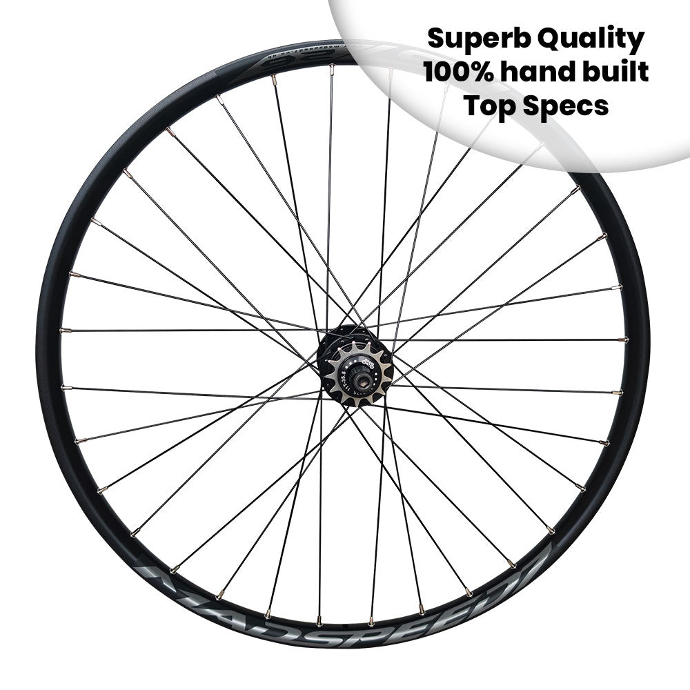 26" (ETRTO 559x25) 10x135 Jump Bike MTB Disc Single Speed REAR Wheel - 6x3 Pawls Taiwan Sealed Bearings Hub - DT Swiss Champion 2.0 Spokes - Tubeless Compatible
