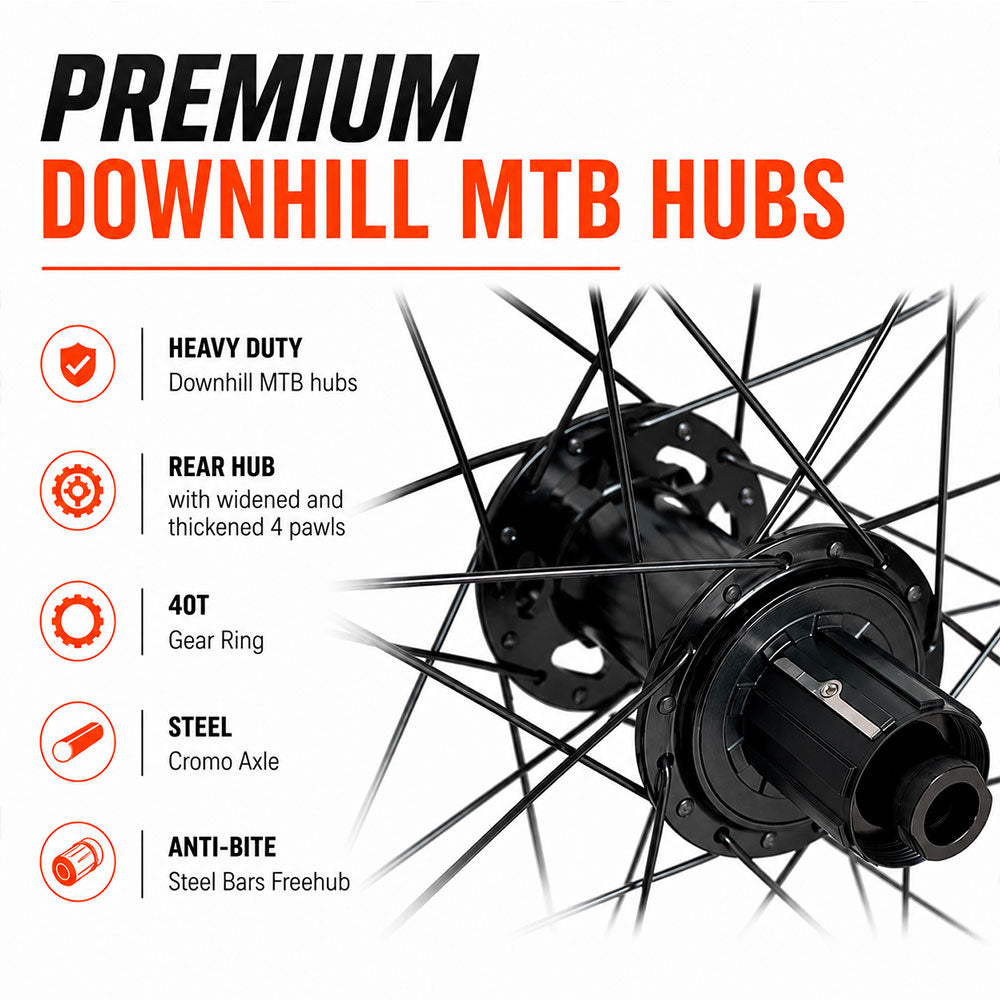 27.5” 650B Downhill Rear Wheel – 12×150–157 Super Boost – 6-Bolt Disc – 30mm Inner Rim – Tubeless Compatible – Heavy-Duty Rim