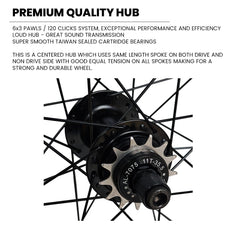 26" (ETRTO 559x25) 10x135 Jump Bike MTB Disc Single Speed REAR Wheel - 6x3 Pawls Taiwan Sealed Bearings Hub - DT Swiss Champion 2.0 Spokes - Tubeless Compatible