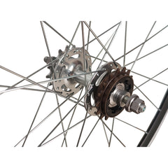 700c (ETRTO 622x15) Fixed Fixie Single Speed Bike REAR Wheel Flip Flop Hub - Sealed Bearings Silver Hub - 32x Silver Spokes - Double Wall