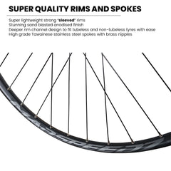 26” (ETRTO 559×25) MTB / Dirt Jump Front Wheel – 6-Bolt Disc – 15×100mm Thru Axle – Performance Hubs – Tubeless Compatible – 900g