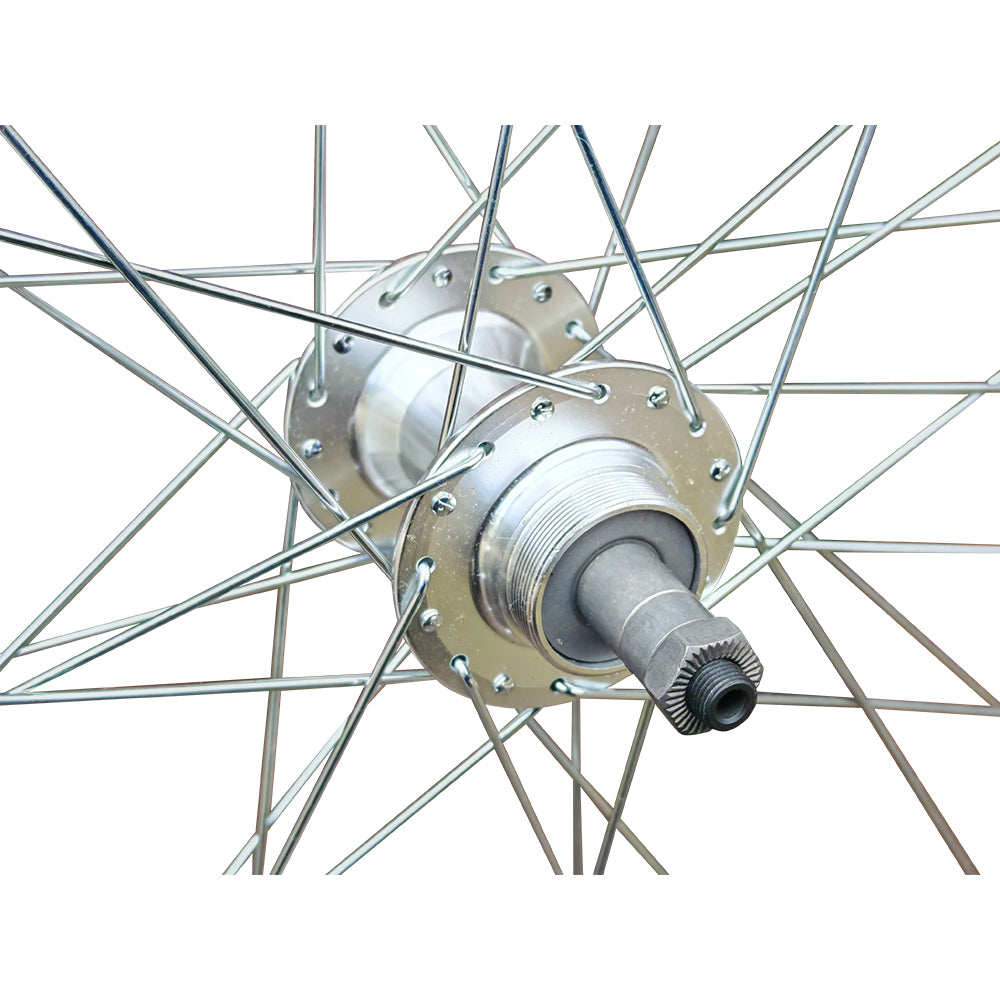 QR 700c 28" (ETRTO 622x19) Hybrid Bike REAR wheel 7/8/9 Speed Freewheel - Rim & Disc Brake Compatible - Sealed Bearings Hub - Double Wall Rim - 32x Silver Spokes