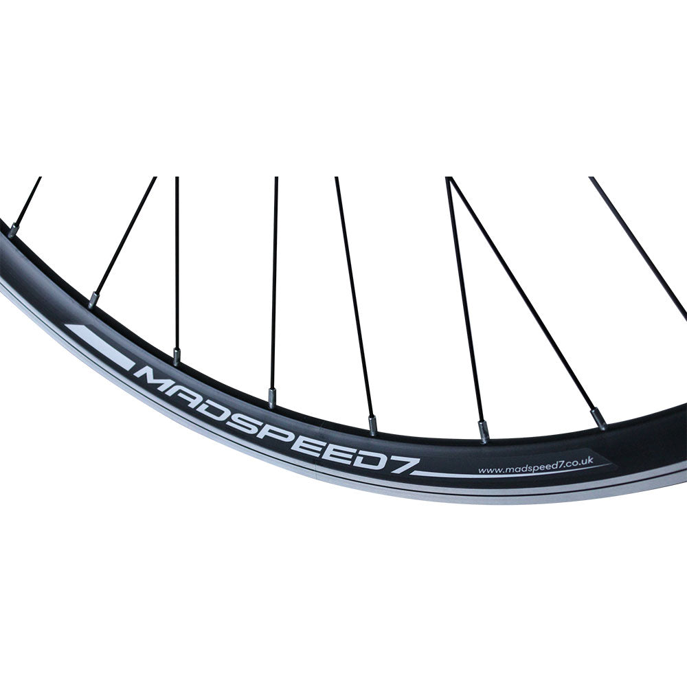 700c (ETRTO 622x15) Fixed Fixie Single Speed Bike Wheel Set Flip Flop Hub - Sealed Bearings Black Hubs - 32x Black Spokes - Double Wall