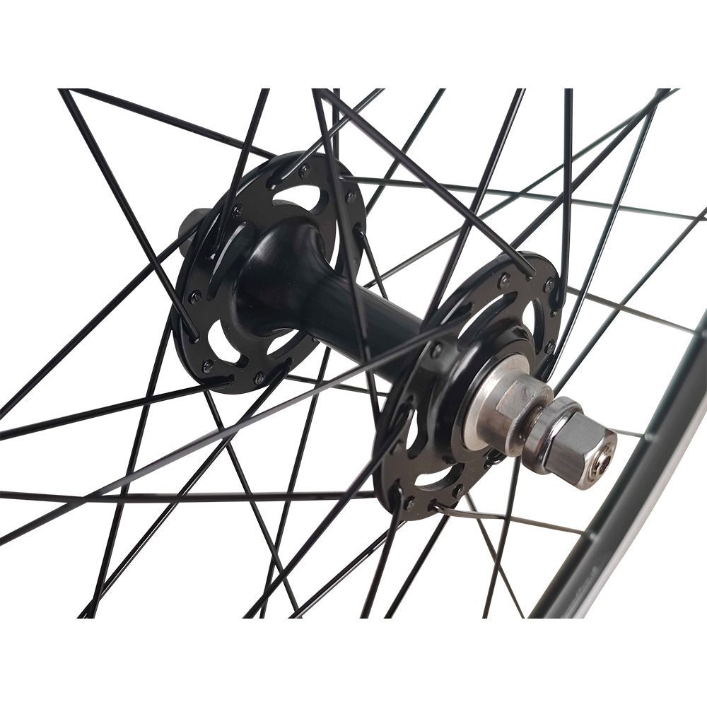 700c (ETRTO 622×15) Fixie / Fixed / Single Speed Front Wheel – Rim Brake – Bolt-On Axle – Black Spokes