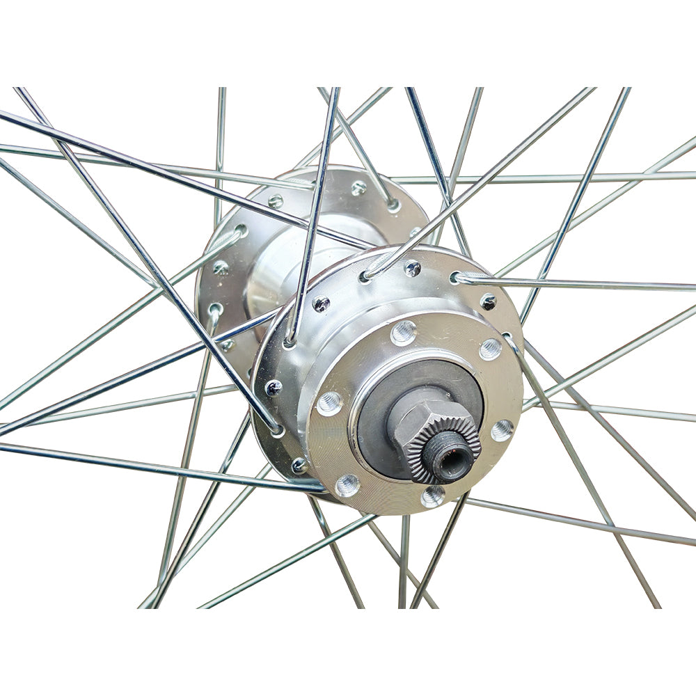 QR 700c 28" (ETRTO 622x19) Hybrid Bike REAR wheel 7/8/9 Speed Freewheel - Rim & Disc Brake Compatible - Sealed Bearings Hub - Double Wall Rim - 32x Silver Spokes