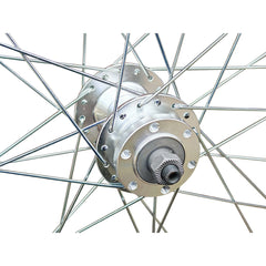 QR 700c 28" (ETRTO 622x19) Hybrid Bike REAR wheel 7/8/9 Speed Freewheel - Rim & Disc Brake Compatible - Sealed Bearings Hub - Double Wall Rim - 32x Silver Spokes