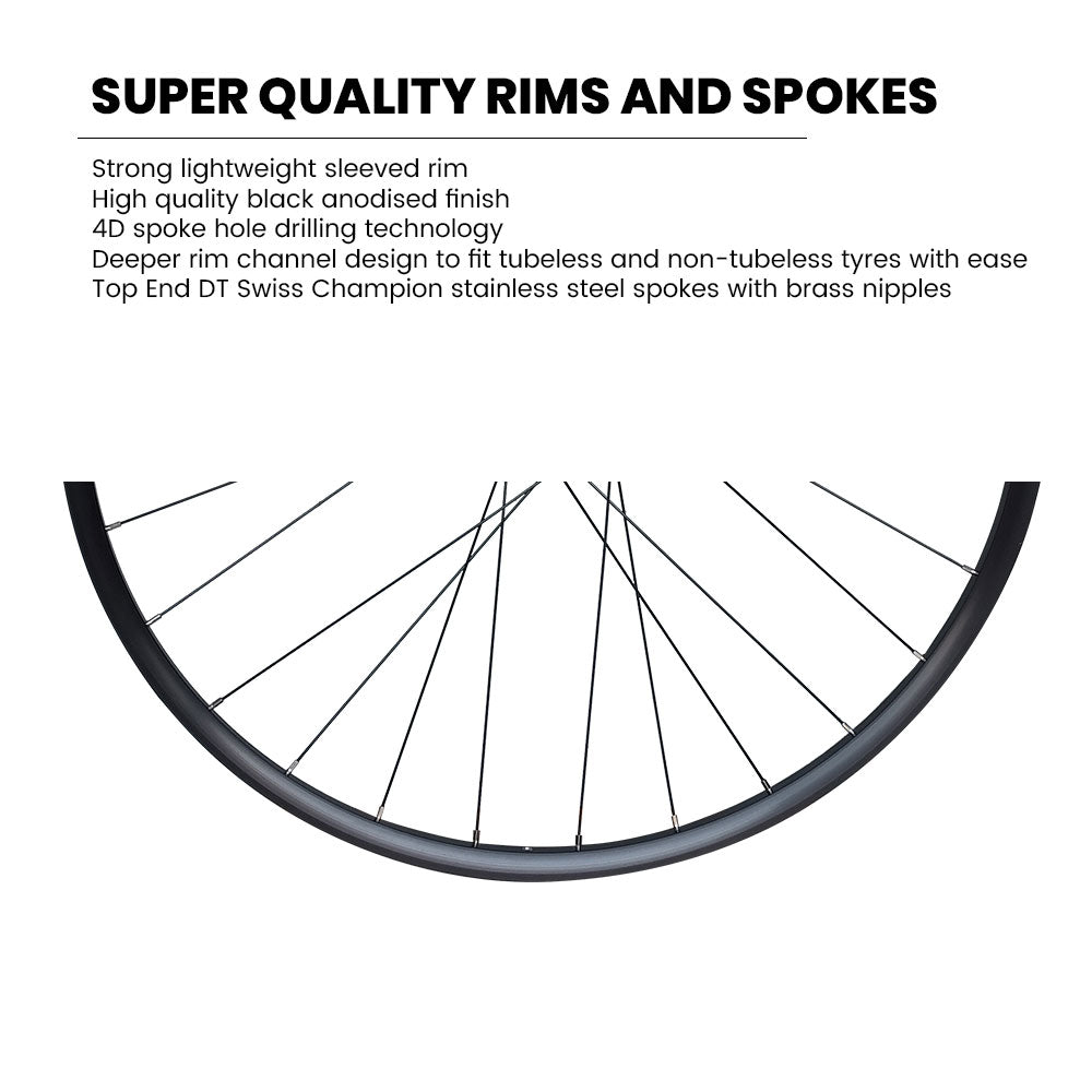 700c (ETRTO 622×20) Road / Hybrid / Gravel / Cyclocross Wheel Set – 6-Bolt Disc – QR / Thru Axle – 8/9/10/11/12 Speed – Performance Hubs – HG / XDR – Tubeless Compatible – 1790g