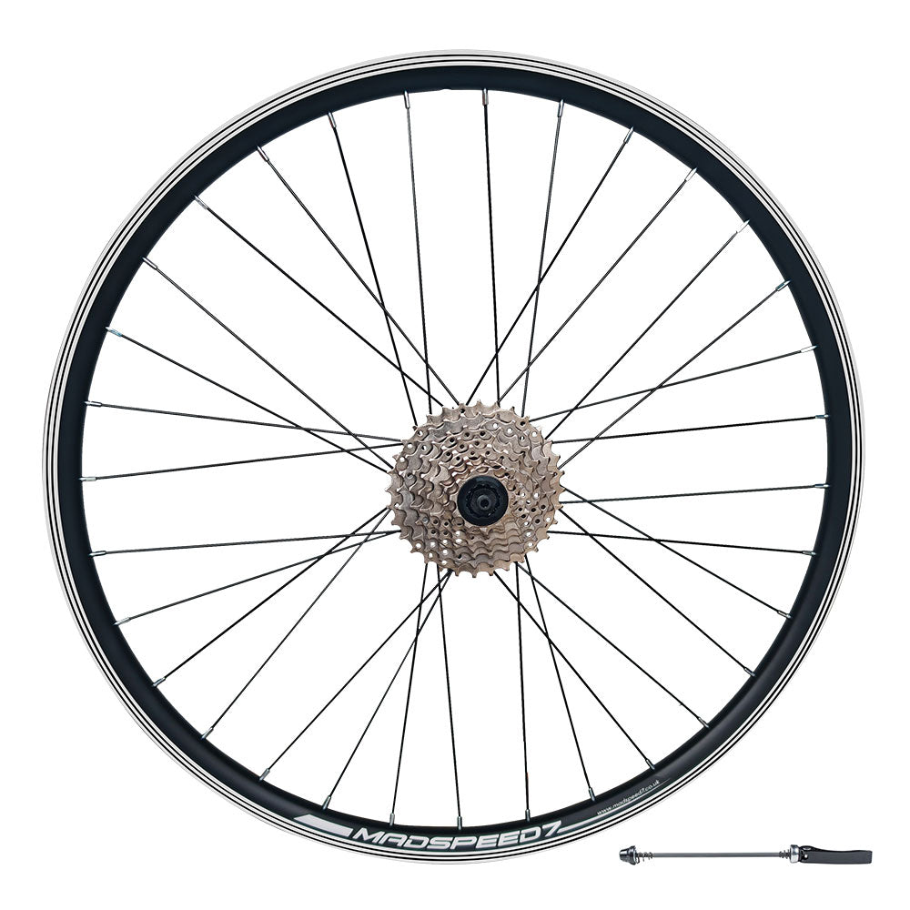 QR 27.5" 650b (ETRTO 584x19) MTB Mountain Bike REAR Wheel 7/8/9/10 Speed - Rim & Disc Brake Compatible - Sealed Bearings Hub - Double Wall Rim - 32x Black Spokes