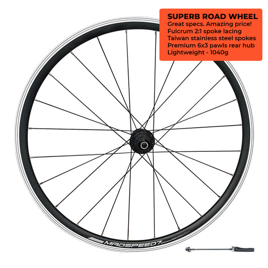 QR 700c (ETRTO 622x14) Road Racing Bike Rear Wheel 7/8/9/10/11 Speed - Premium 6x3 Pawls Sealed Bearings Hub - 30mm Deep Double Wall Rim - Lightweight 1040g