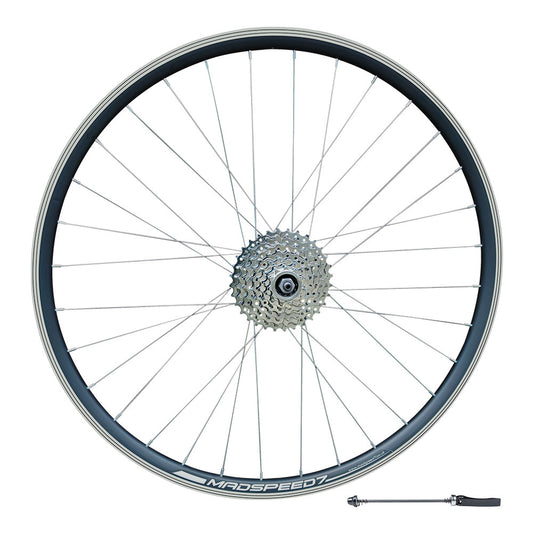 QR 27.5" 650b (ETRTO 584x19) Mountain Bike REAR wheel 7/8/9 Speed Screw on Freewheel - Rim & Disc Brake Compatible - Sealed Bearings Hub - Double Wall Rim - 32x Silver Spokes