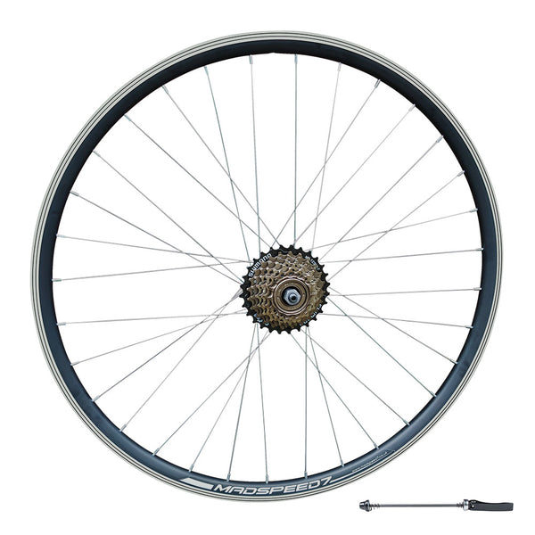 QR 26 ETRTO 559x19 Mountain Bike REAR Wheel Shimano 6 7 Speed Freew Madspeed7