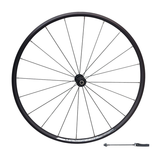 QR 700c (ETRTO 622x16) Road Racing Bike FRONT Wheel - Sealed Bearings Hub - 20x Black Spokes - Tubeless Compatible - Lightweight 750g