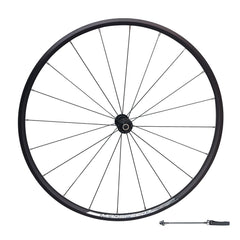 QR 700c (ETRTO 622x16) Road Racing Bike FRONT Wheel - Sealed Bearings Hub - 20x Black Spokes - Tubeless Compatible - Lightweight 750g