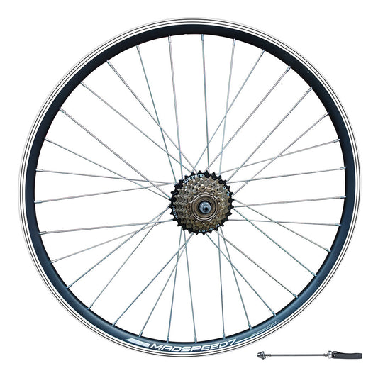 QR 29" 29er (ETRTO 622x19) MTB Mountain Bike REAR Wheel Shimano 6/7 Speed Freewheel - Rim & Disc Brake Compatible - Sealed Bearings Hub - Double Wall Rim - 32x Silver Spokes