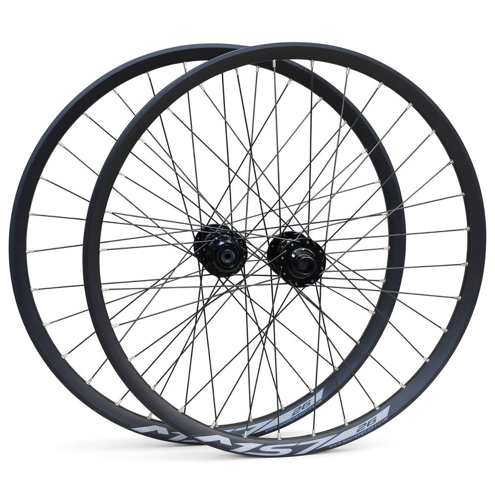 26” MTB / Dirt Jump Wheelset – 20×110mm Front / 10×135mm Rear – 6-Bolt Disc – 25mm Inner Rim – Tubeless Compatible – Single Speed