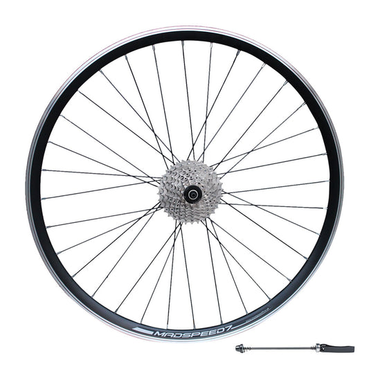 QR 700c (ETRTO 622x15) Road Racing Bike REAR Wheel 7/8/9/10 Speed - Sealed Bearings Hub - Double Wall Rim - 32x Black Spokes - Lightweight 1075g
