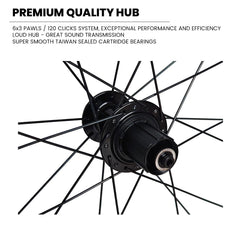 QR 700c (ETRTO 622x14) Road Racing Bike Wheel Set 8/9/10/11 Speed - Premium 6x3 Pawls Taiwan Sealed Bearings Hubs - DT Swiss Champion Spokes - Super Lightweight 1600g
