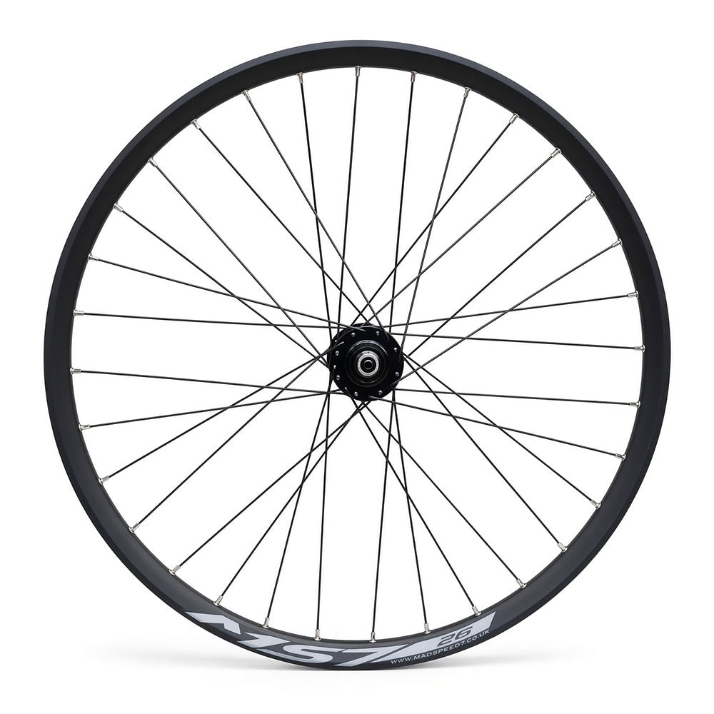 26” MTB Front Wheel – QR / Thru Axle – 6-Bolt Disc – 25mm Inner Rim – Tubeless Compatible