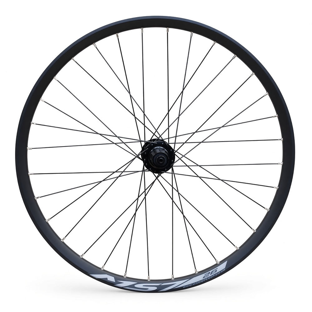 26” MTB Rear Wheel – QR / Thru Axle – 6-Bolt Disc – 25mm Inner Rim – Tubeless Compatible – 8–12 Speed
