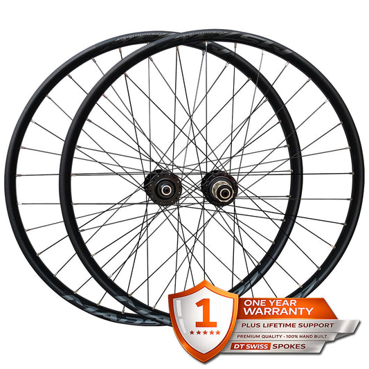 QR / THRU AXLE / BOOST 27.5" 650b (ETRTO 584x25) MTB Mountain Enduro Trail Bike Wheel Set 8/9/10/11/12 Speed - HG/Shimano Micro Spline/SRAM XD - 6x Pawls Sealed Bearings Disc Brake hubs - Tubeless Compatible