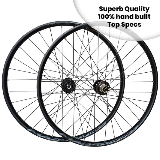 Boost 141mm QR 27.5" 650b (ETRTO 584x25) MTB Mountain Enduro Trail Bike Wheel Set 9/10/11/12 Speed - HG/Shimano Micro Spline/SRAM XD - 6x Pawls Sealed Bearings (6 Bolt) Disc Brake Hubs - Tubeless Compatible