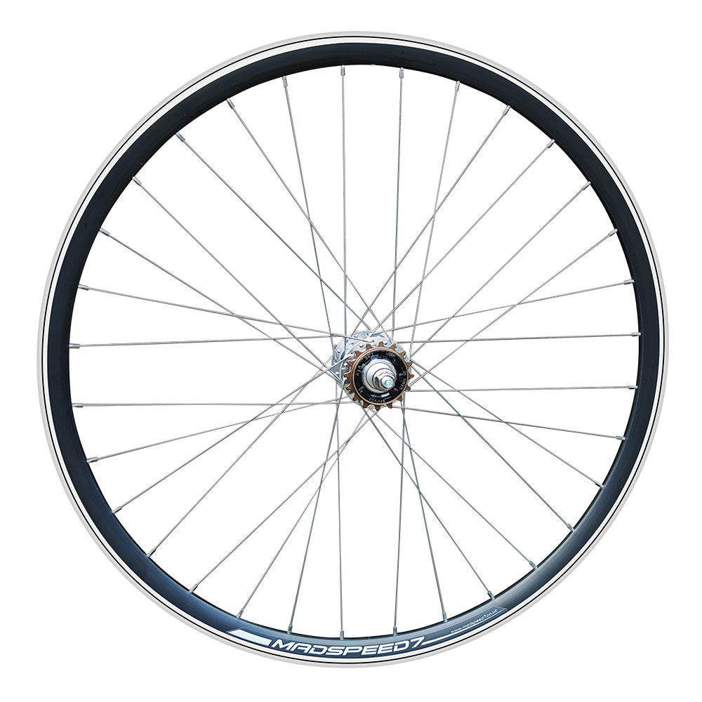 700c (ETRTO 622x15) Fixed Fixie Single Speed Bike REAR Wheel Flip Flop Hub - Sealed Bearings Silver Hub - 32x Silver Spokes - Double Wall