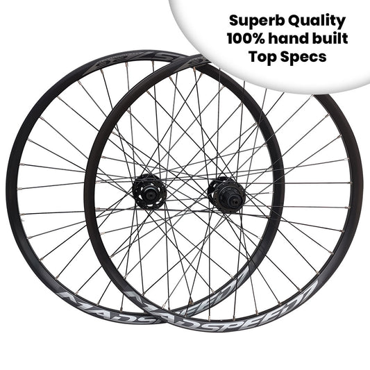 QR / THRU AXLE 26" (ETRTO 559x25) MTB Mountain Enduro Trail Bike Wheel Set 8/9/10/11/12 Speed - HG/Shimano Micro Spline/SRAM XD - 6x Pawls Sealed Bearings Hubs - Tubeless Compatible