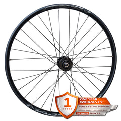 26” (ETRTO 559×25) MTB Front Wheel – 6-Bolt Disc – QR / Thru Axle – Performance Hubs – Tubeless Compatible