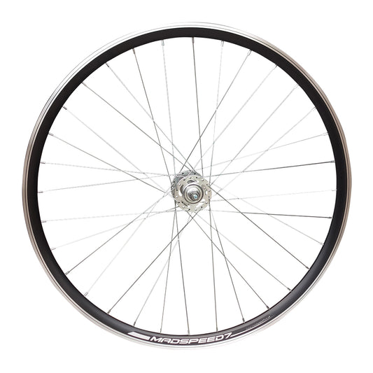 700c (ETRTO 622x15) Fixed Fixie Single Speed Bike FRONT Wheel - Sealed Bearings Silver Hub - 32x Silver Spokes - Double Wall