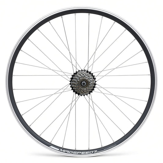 700c 28” Hybrid Rear Wheel – QR – Rim & Disc Brake – 19mm Inner Rim – Shimano 6–7 Speed Freewheel