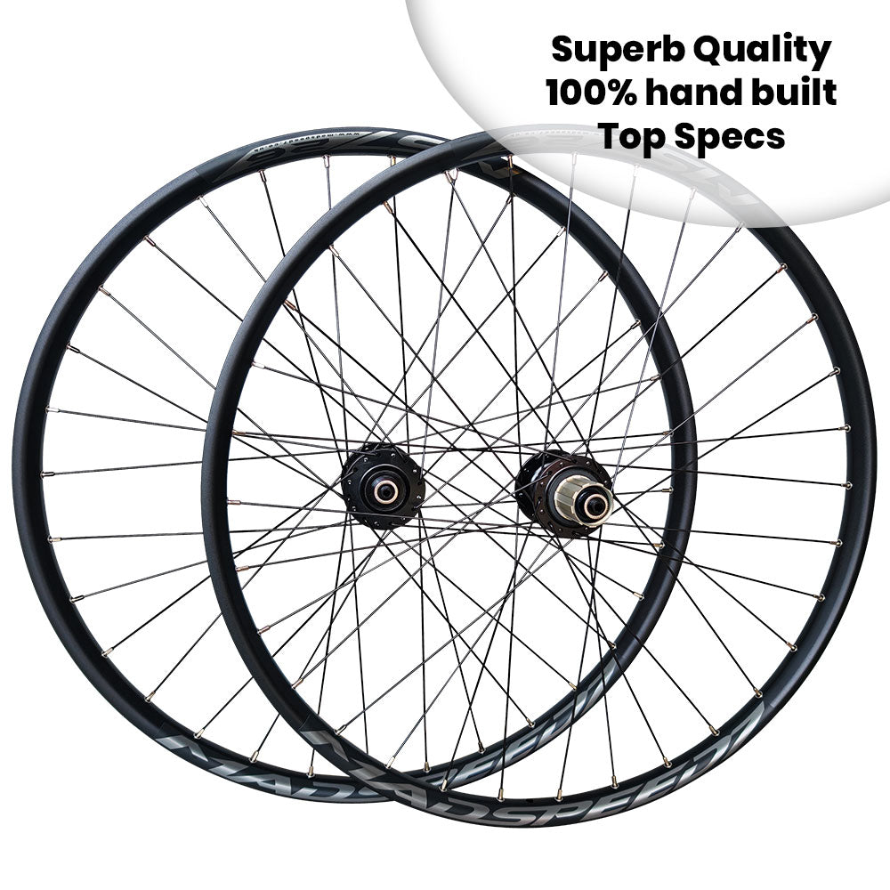 QR / THRU AXLE 26" (ETRTO 559x25) MTB Mountain Enduro Trail Bike Wheel Set 8/9/10/11/12 Speed - HG/Shimano Micro Spline/SRAM XD - 6x Pawls Sealed Bearings Hubs - Tubeless Compatible