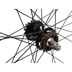 700c (ETRTO 622×15) Fixie / Fixed / Single Speed Wheel Set – Rim Brake – Bolt-On Axle – Flip Flop Hub – Black Spokes