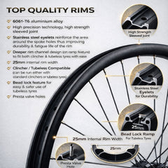 29” (ETRTO 622×25) MTB Front Wheel – 6-Bolt Disc – QR / Thru Axle / Boost – Performance Hubs – Tubeless Compatible