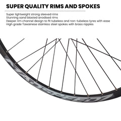 QR / THRU AXLE 26" (ETRTO 559x25) MTB Mountain Enduro Trail Bike Wheel Set 8/9/10/11/12 Speed - HG/Shimano Micro Spline/SRAM XD - 6x Pawls Sealed Bearings Hubs - Tubeless Compatible