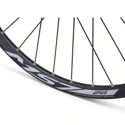 26” MTB / Dirt Jump Front Wheel – 15×100mm Thru Axle – 6-Bolt Disc – 25mm Inner Rim – Tubeless Compatible