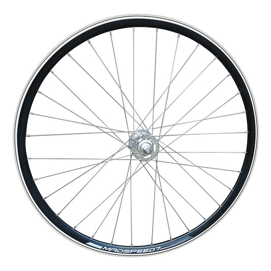 700c (ETRTO 622x15) Fixed Fixie Single Speed Bike FRONT Wheel - Sealed Bearings Silver Hub - 32x Silver Spokes - Double Wall