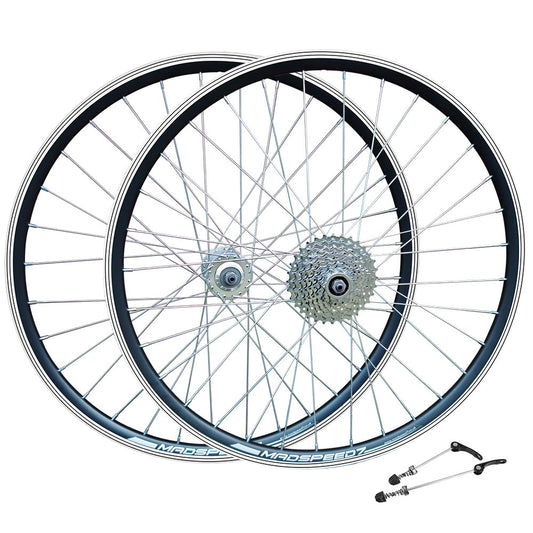 QR 27.5" 650b (ETRTO 584x19) MTB Mountain Bike Wheel Set 7/8/9 Speed Freewheel - Rim & Disc Brake Compatible - Sealed Bearings Hubs - Double Wall Rims - 32x Spokes