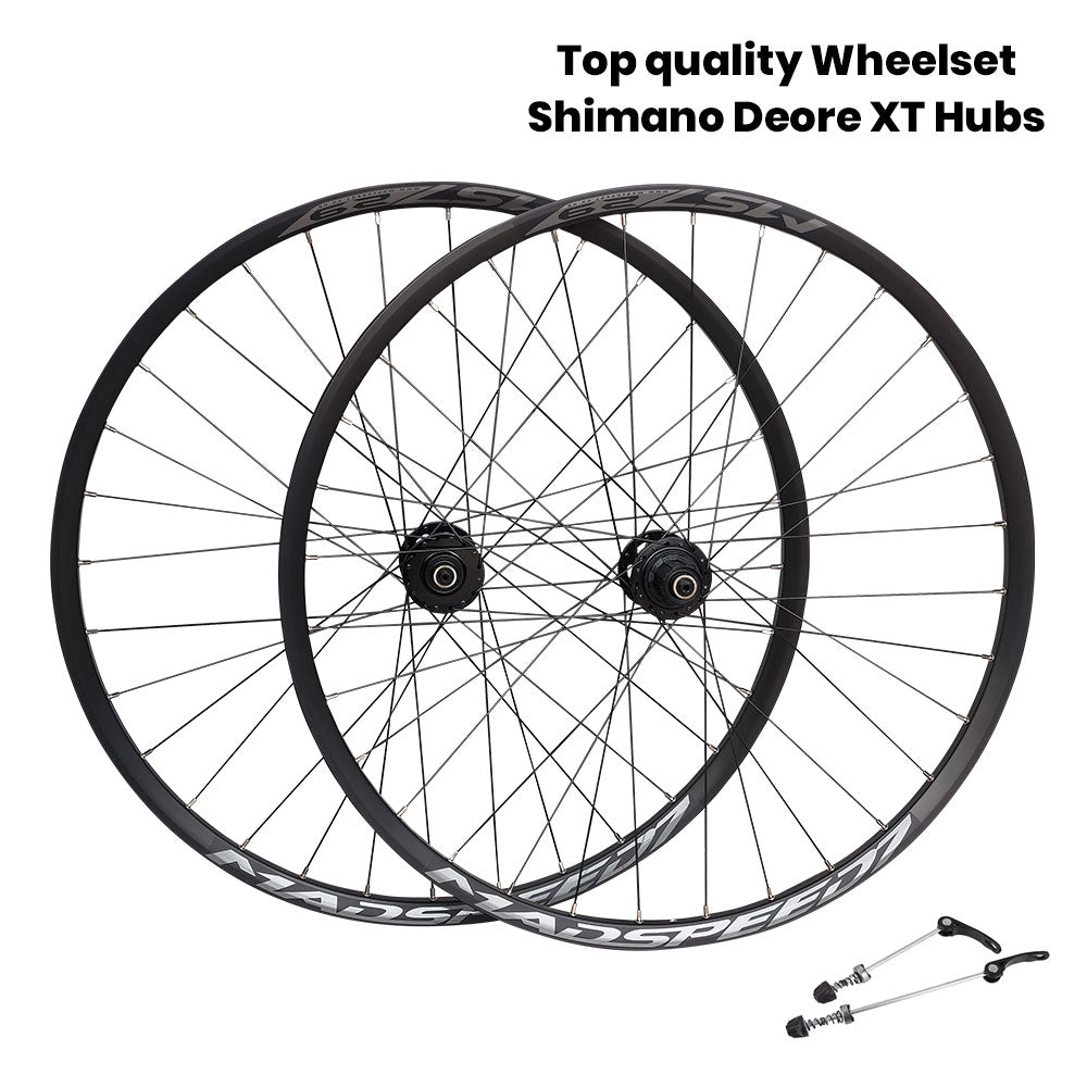 QR 29" 29er (ETRTO 622x22) MTB Mountain Trail Bike Wheel Set 8/9/10/11 Speed - Shimano DEORE XT Centerlock Disc Brake Hubs - Tubeless Compatible - Lightweight 1935g