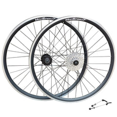 QR 26" (ETRTO 559x19) MTB Mountain Bike Front Rear Wheel Set 7/8/9/10 Speed - Double Wall - Sealed Bearings Hubs